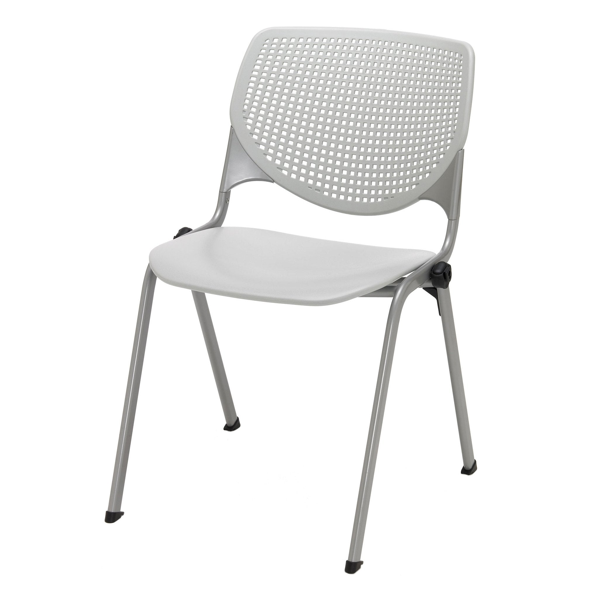 Kfi Seating Kool Series Polypropylene Stack Chair With Perforated Back, Light Grey Finish